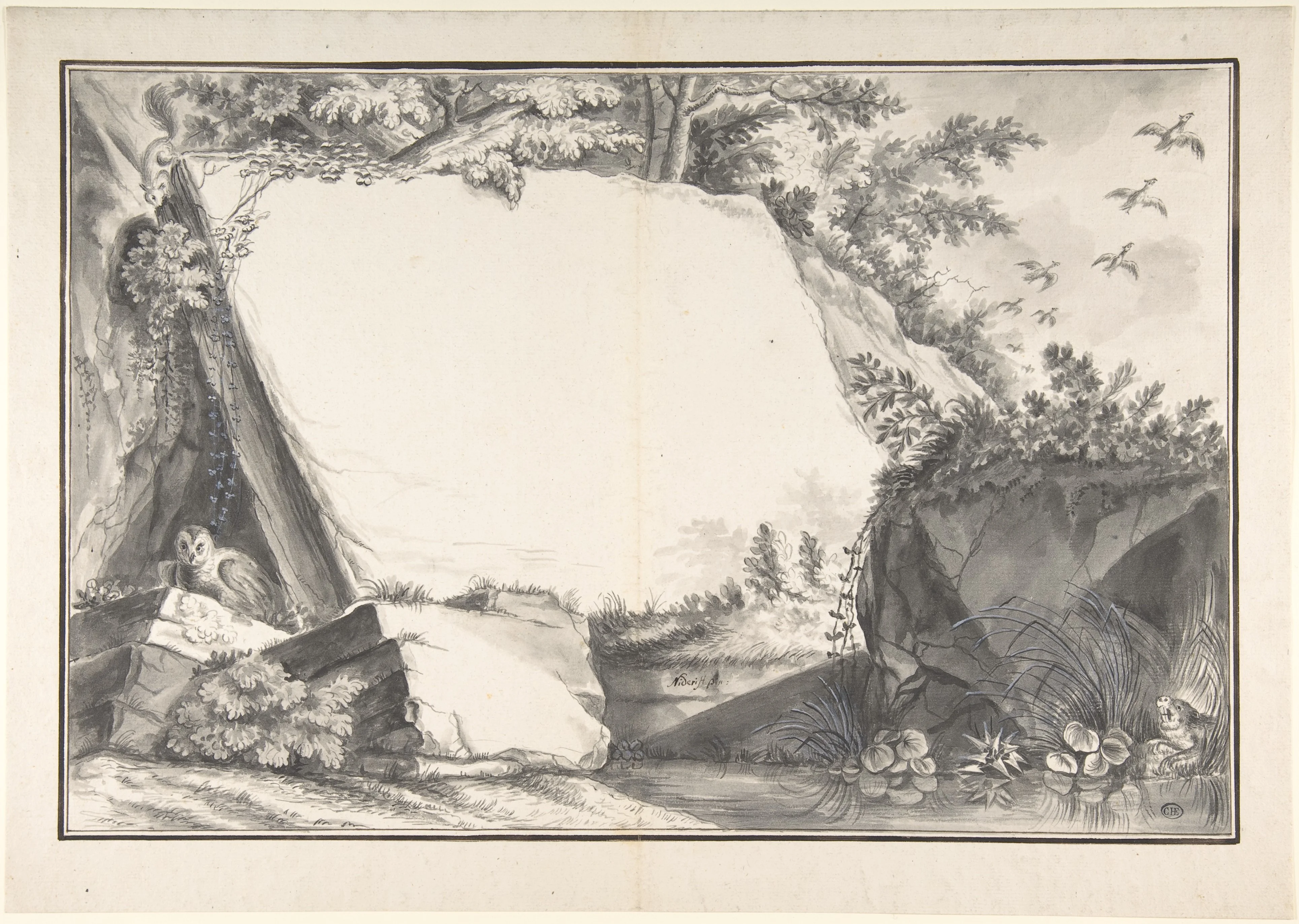 Design for a Title Page(?): Rocks and Animals