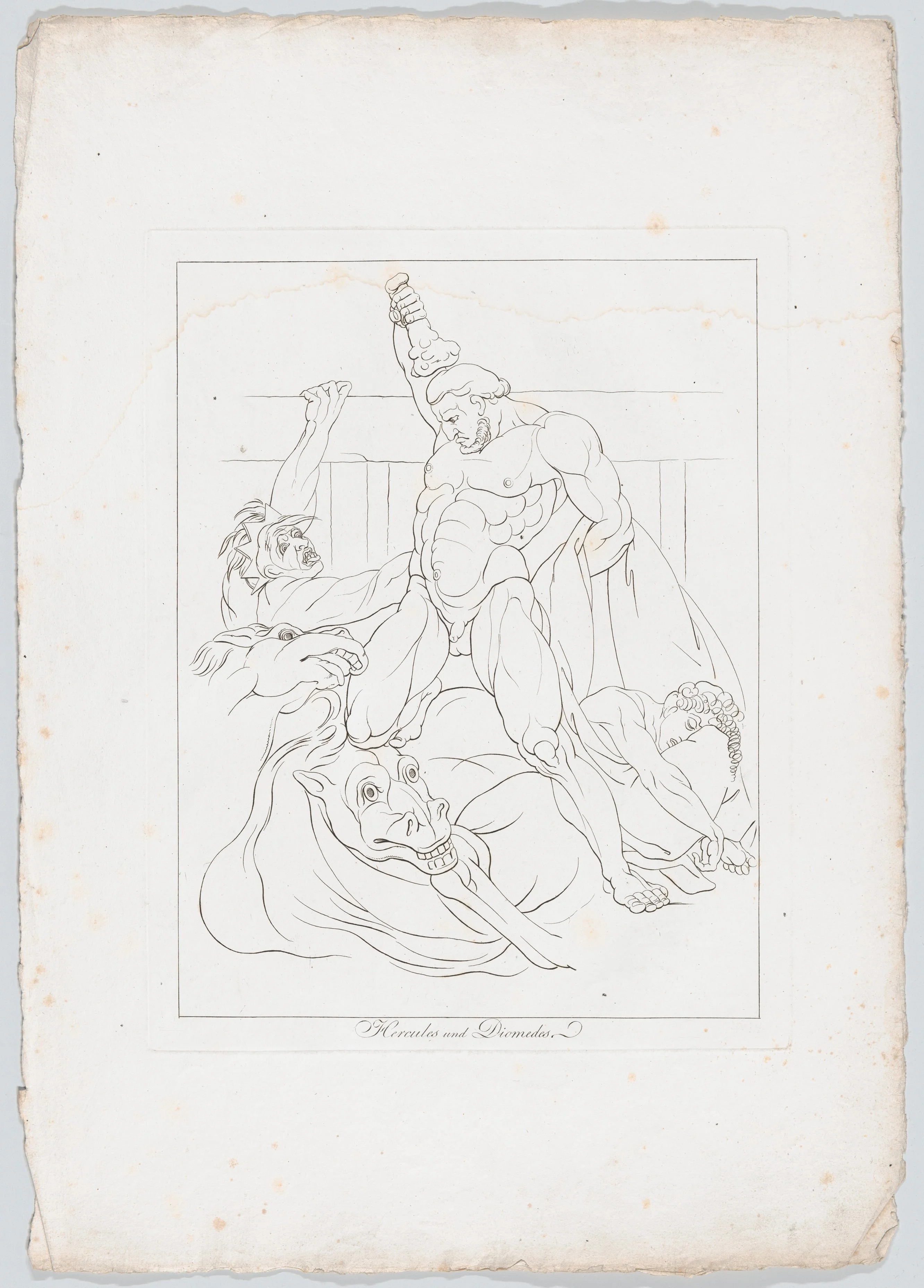 Hercules Slays Diomedes and his Flesh-Eating Mares (Apollodorus, II, 5, 8 and Quintus Smyrnaeus, VI, 247-250)